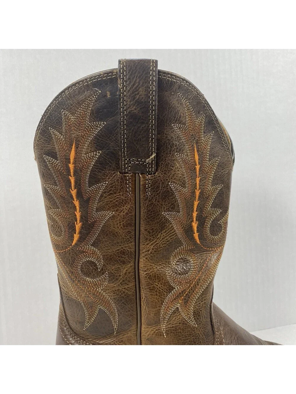 Ariat Men's Square Toe Western Boots 4LR Size 8.5 D, Brown Leather, Embroidered